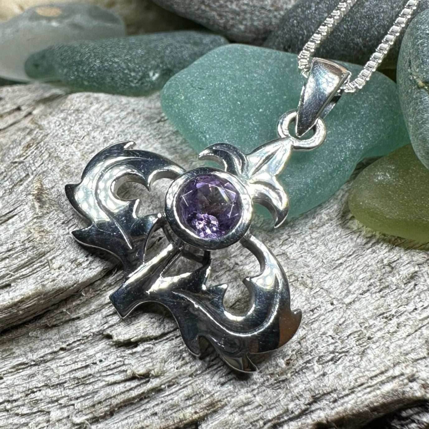 Lorraine Amethyst Thistle Necklace - 18
