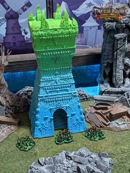 Necromancer 3D Printed Dice Tower- Fate's End Collection - Summon Rolls from the Cryptic Abyss, Commanding the Dark Arts and Undying Spirits! - Black / Yes- Include Random Dice Set