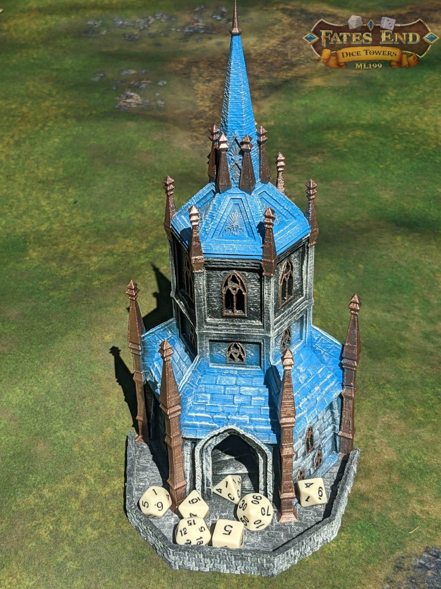 Paladin 3D Printed Dice Tower - Fate's End Collection - A Beacon of Honor! - Black / Yes- Include Random Dice Set