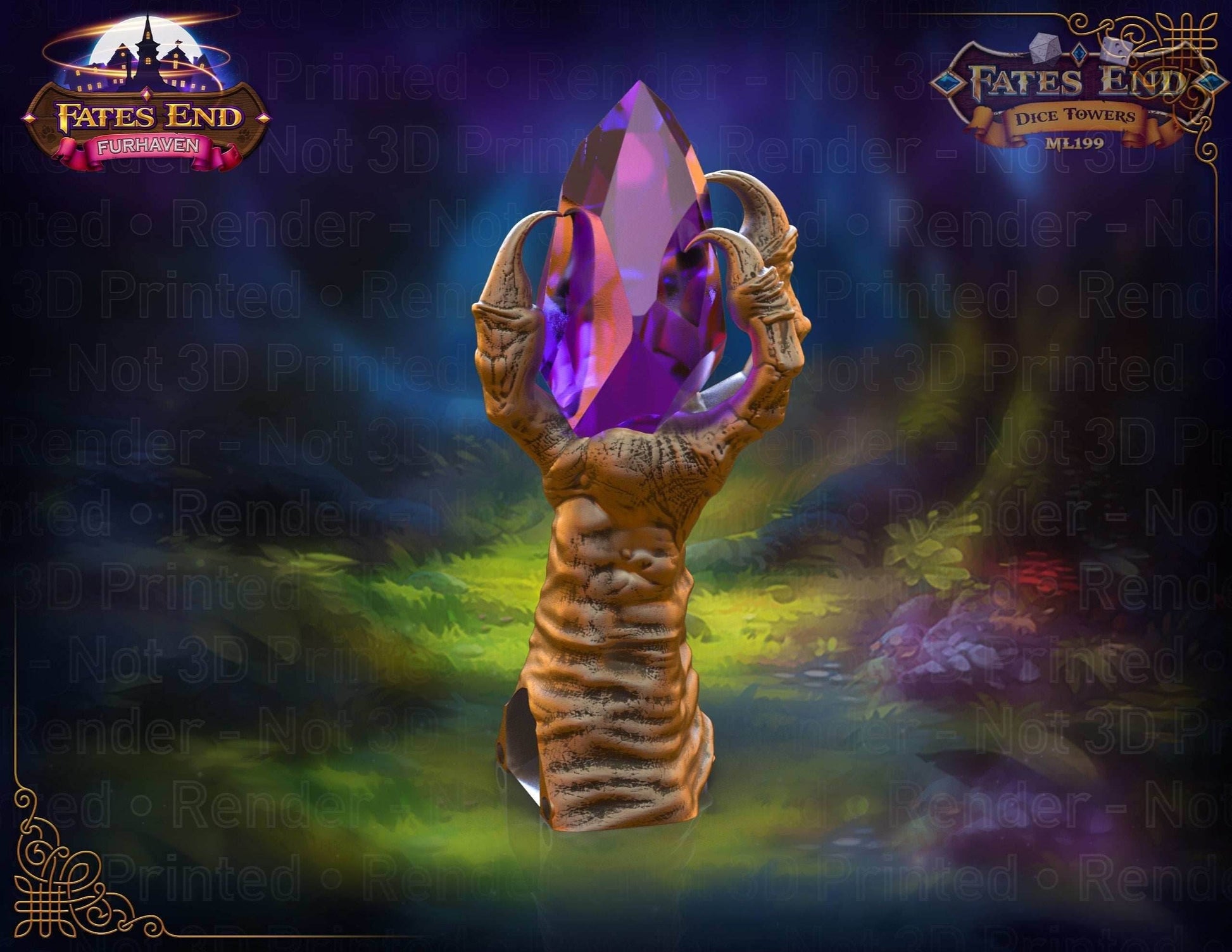 Claw of Fate 3D Printed Dice Tower- Fate's End Collection - Grasp Your Destiny with the Ferocity of Legends! - Black / Yes- Include Random Dice Set