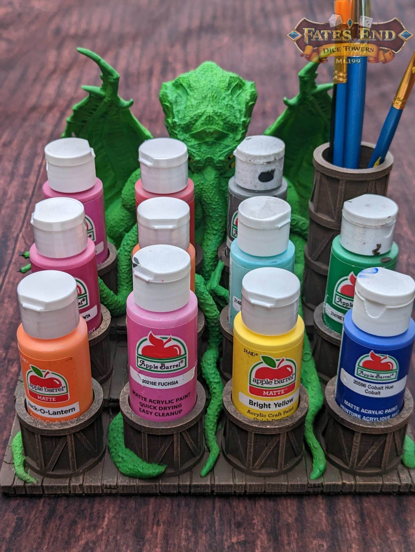 Cthulhu Paint Brush & Bottle Holder - Dice Tray - Fate's End Collection: Embrace Lovecraftian Horror in Your Artistry! - Black / 100%-Large