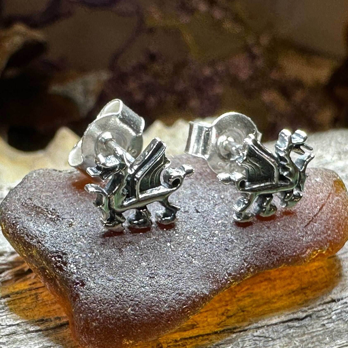 Petite Welsh Dragon Stud Earrings - 