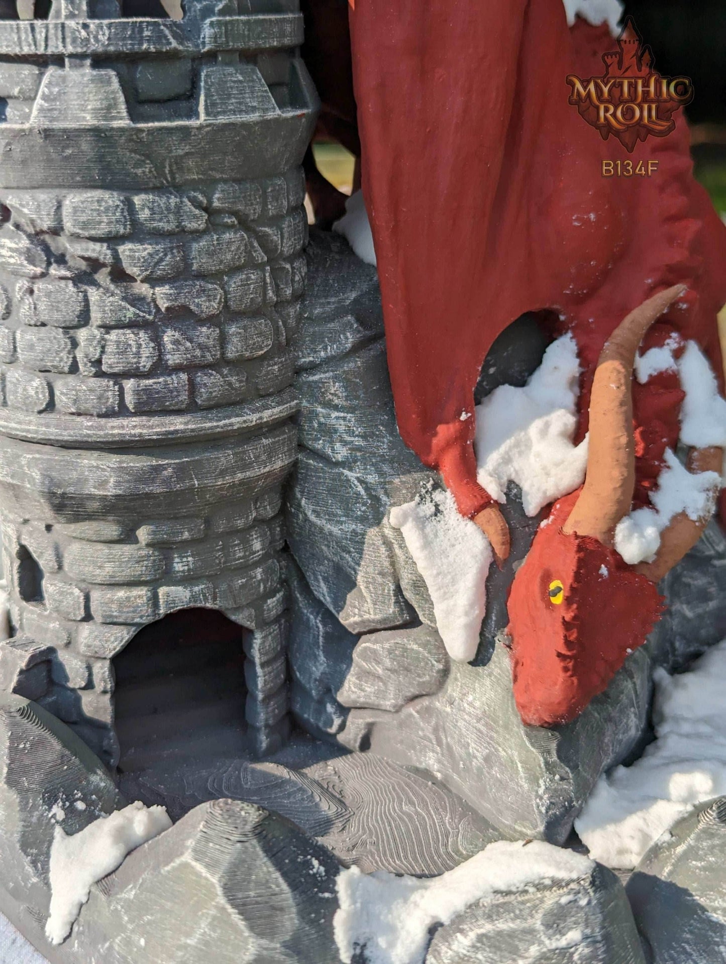 Dragon 3D Printed Dice Tower - Mythic Roll Collection by Unchained Games - Ascend to New Heights with your Rolls! - Black / Yes- Include Random Dice Set