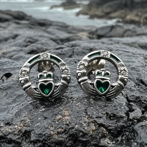 Irish Claddagh Stud Earrings