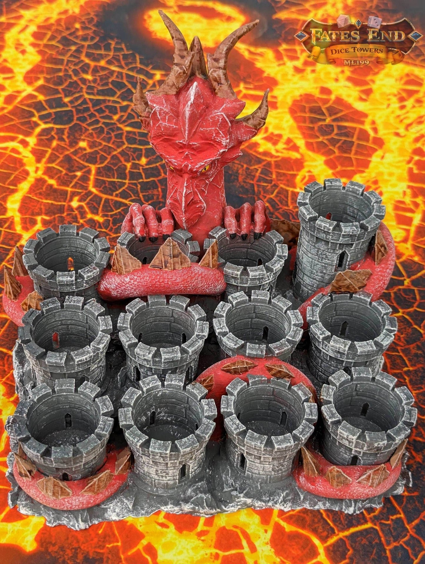 Dragon Paint Brush & Bottle Holder - Dice Tray - Fate's End Collection: Cradle Your Colors with the Majestic Grip of Mythical Wings. - Black / Scaling-50% Medium