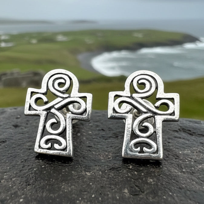Iona Celtic Cross Post Earrings