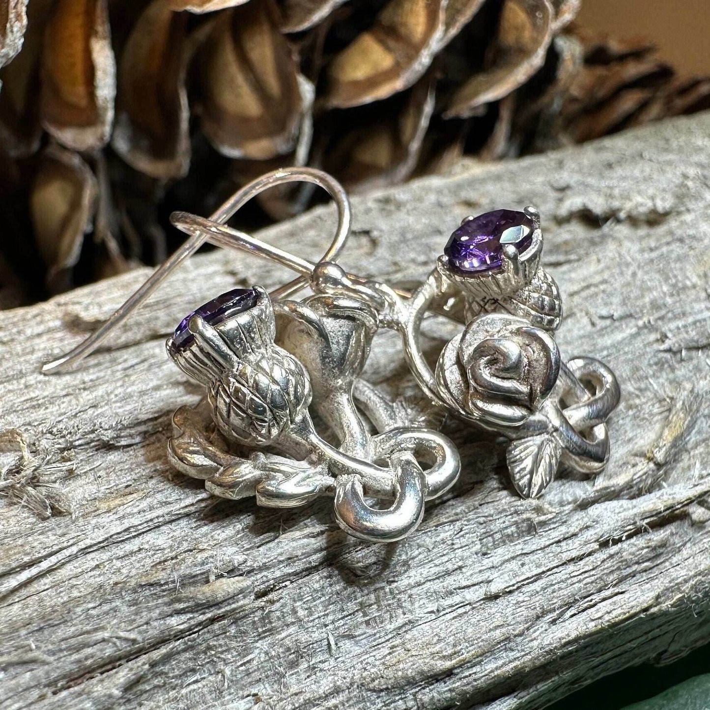 Cyrena Thistle Amethsyt Earrings - 