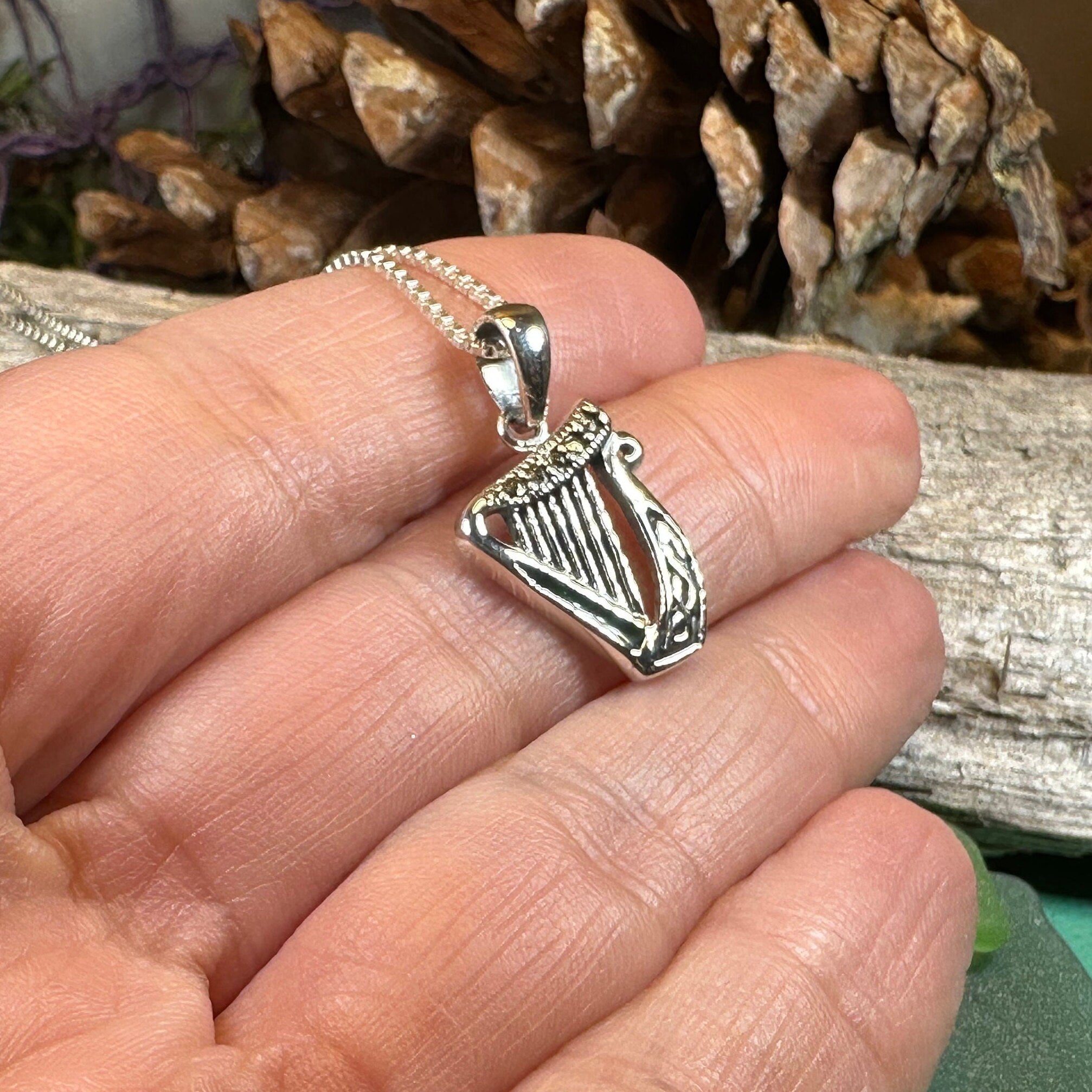 Green Enamel Harp Necklace