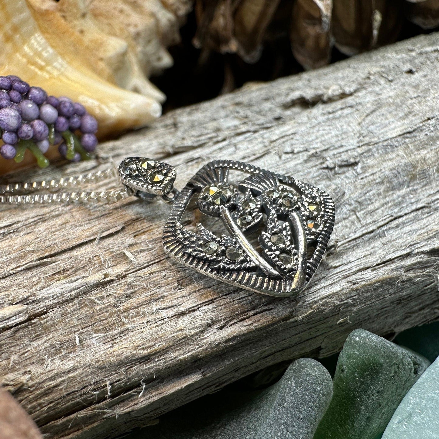 Leonora Thistle Marcasite Necklace