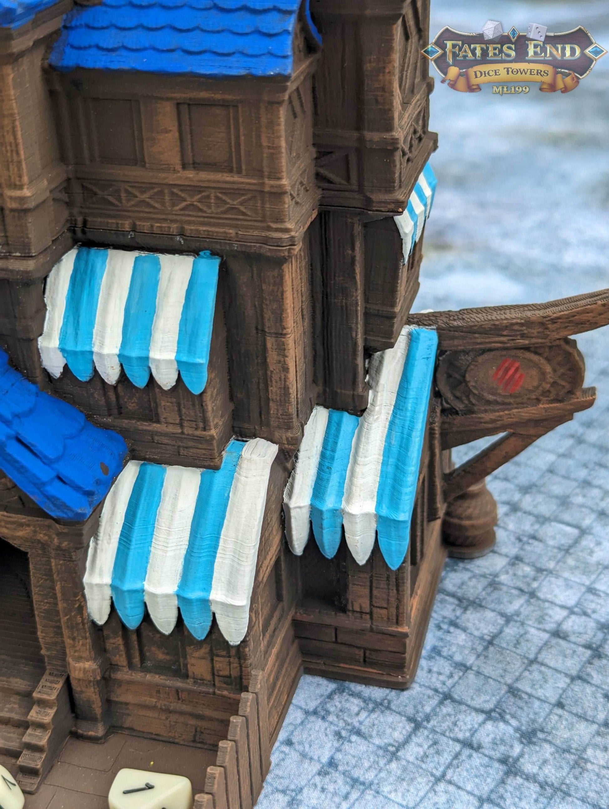 Catfolk-Tabaxi 3D Printed Dice Tower - Fate's End Collection - Pounce on Destiny with Feline Grace and Mystery. - Black / Yes- Include Random Dice Set