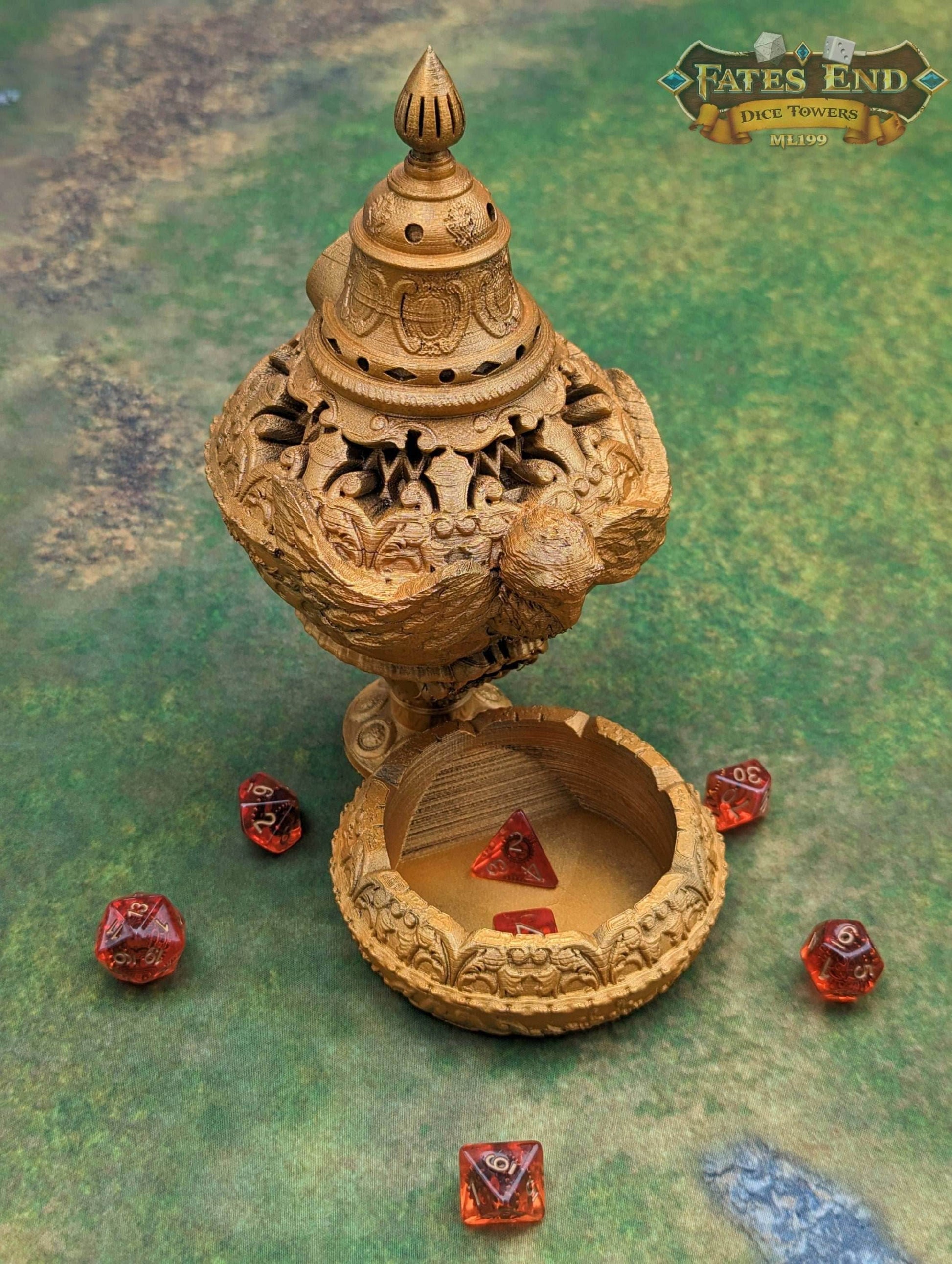 Cleric Owl Dice Tower by Furhaven - Fate's End Collection - Channel Wisdom and Mystique with Every Divine Toss. - Black / Yes- Include Random Dice Set