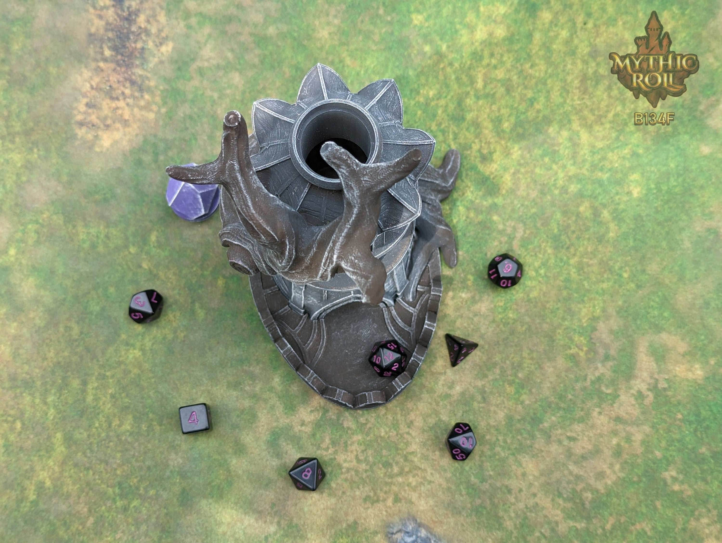 Elven Tree of Life 3D Printed Druid Dice Tower - Mythic Roll by Unchained Games | Elf D20 Dice Roller | Dice Vault - Embracing Nature! - Black / Yes- Include Random Dice Set