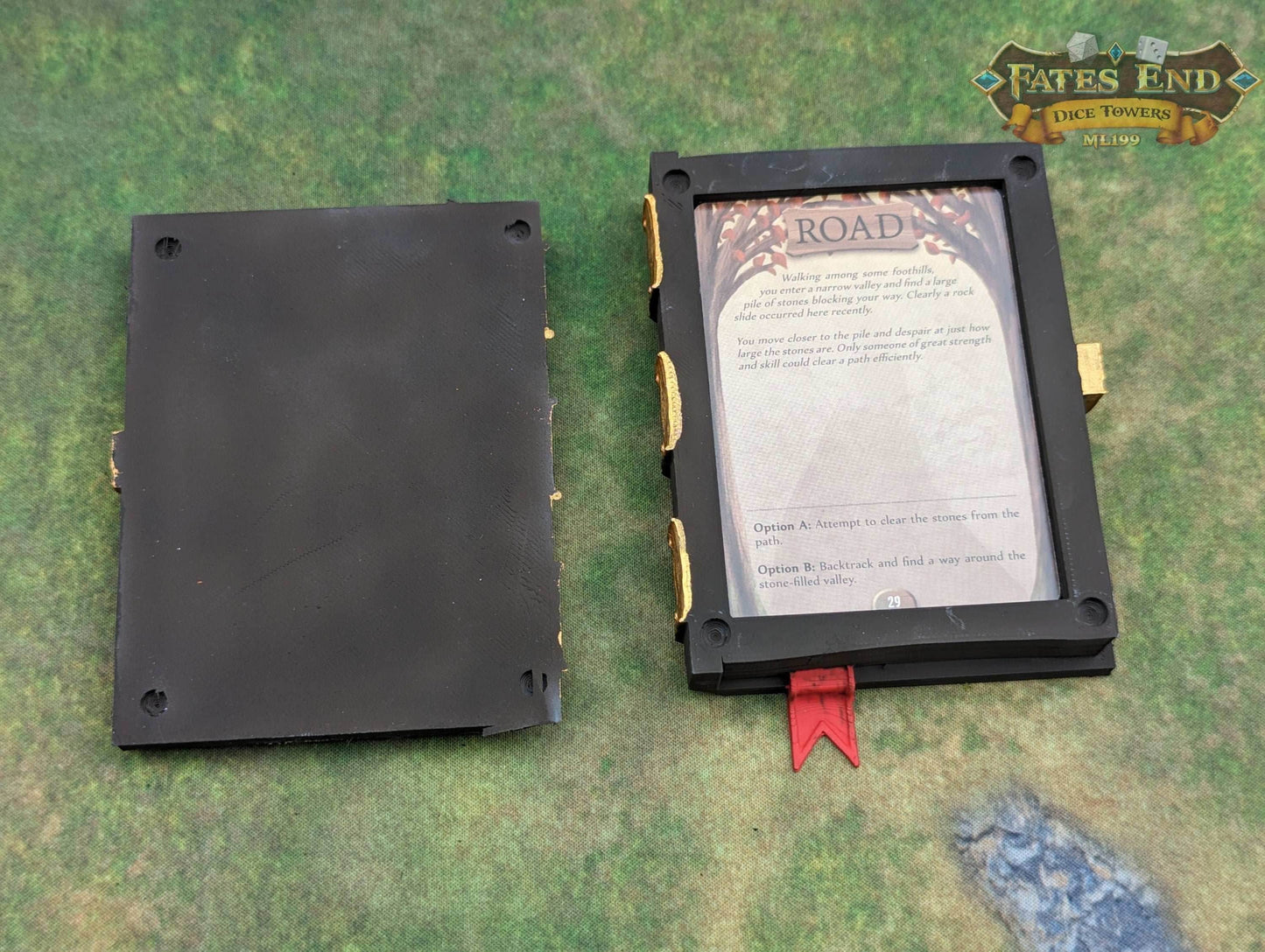 Magic Tome 3D Printed Deck Holder and Card Storage | RPG Dice Vault | D20 Box | Player Gift - Embracing Magic! - Black / Yes- Include Random Dice Set