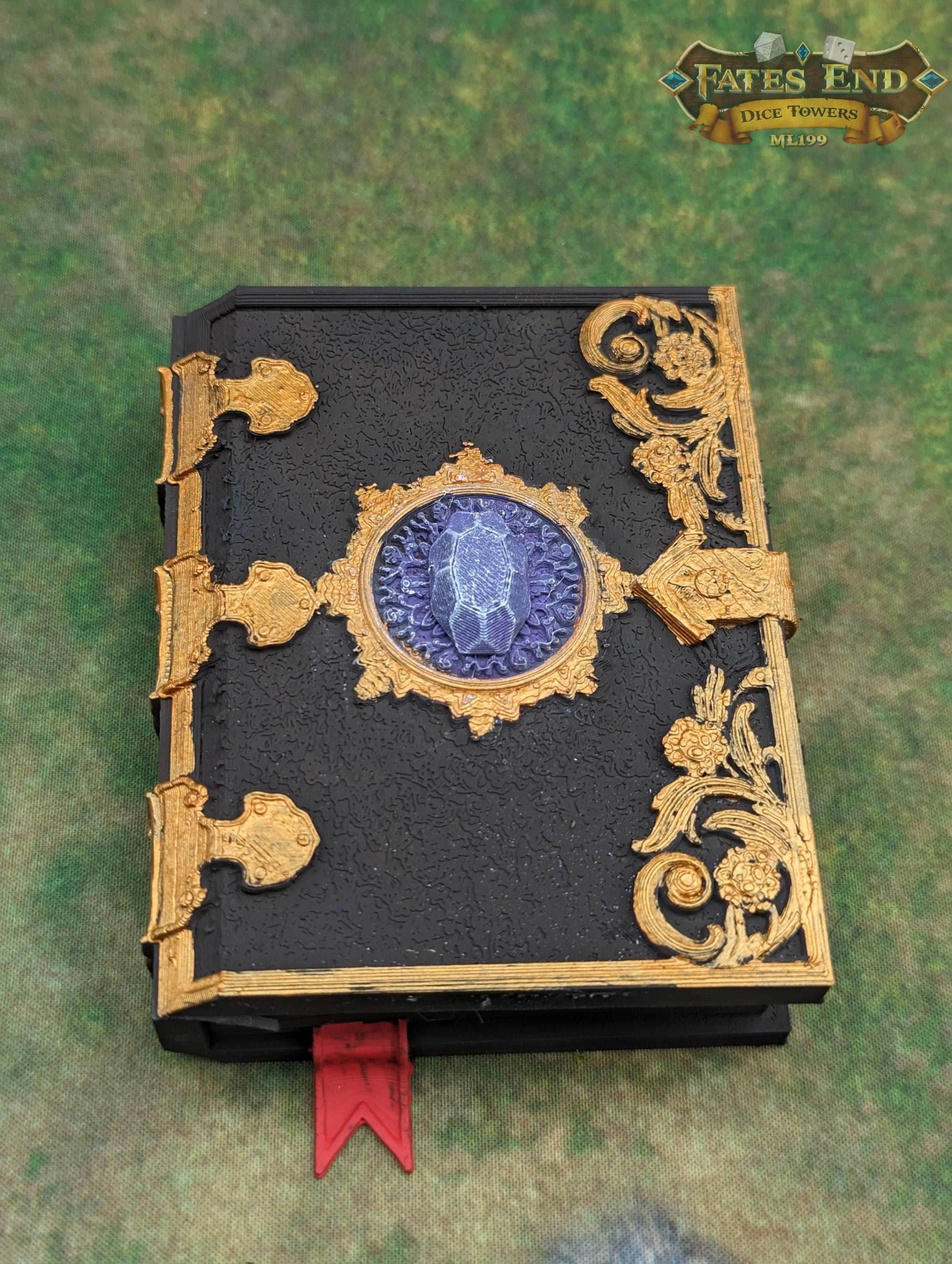 Magic Tome 3D Printed Deck Holder and Card Storage | RPG Dice Vault | D20 Box | Player Gift - Embracing Magic! - Black / Yes- Include Random Dice Set