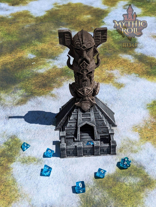 Viking 3D Printed Dice Tower - Mythic Roll Collection by Unchained Games - Channel your might in each roll! - Black / Yes- Include Random Dice Set
