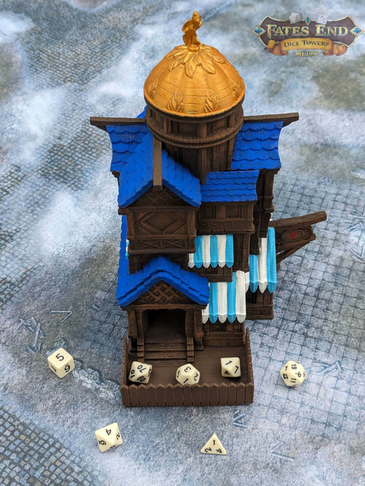 Catfolk-Tabaxi 3D Printed Dice Tower - Fate's End Collection - Pounce on Destiny with Feline Grace and Mystery. - Black / Yes- Include Random Dice Set