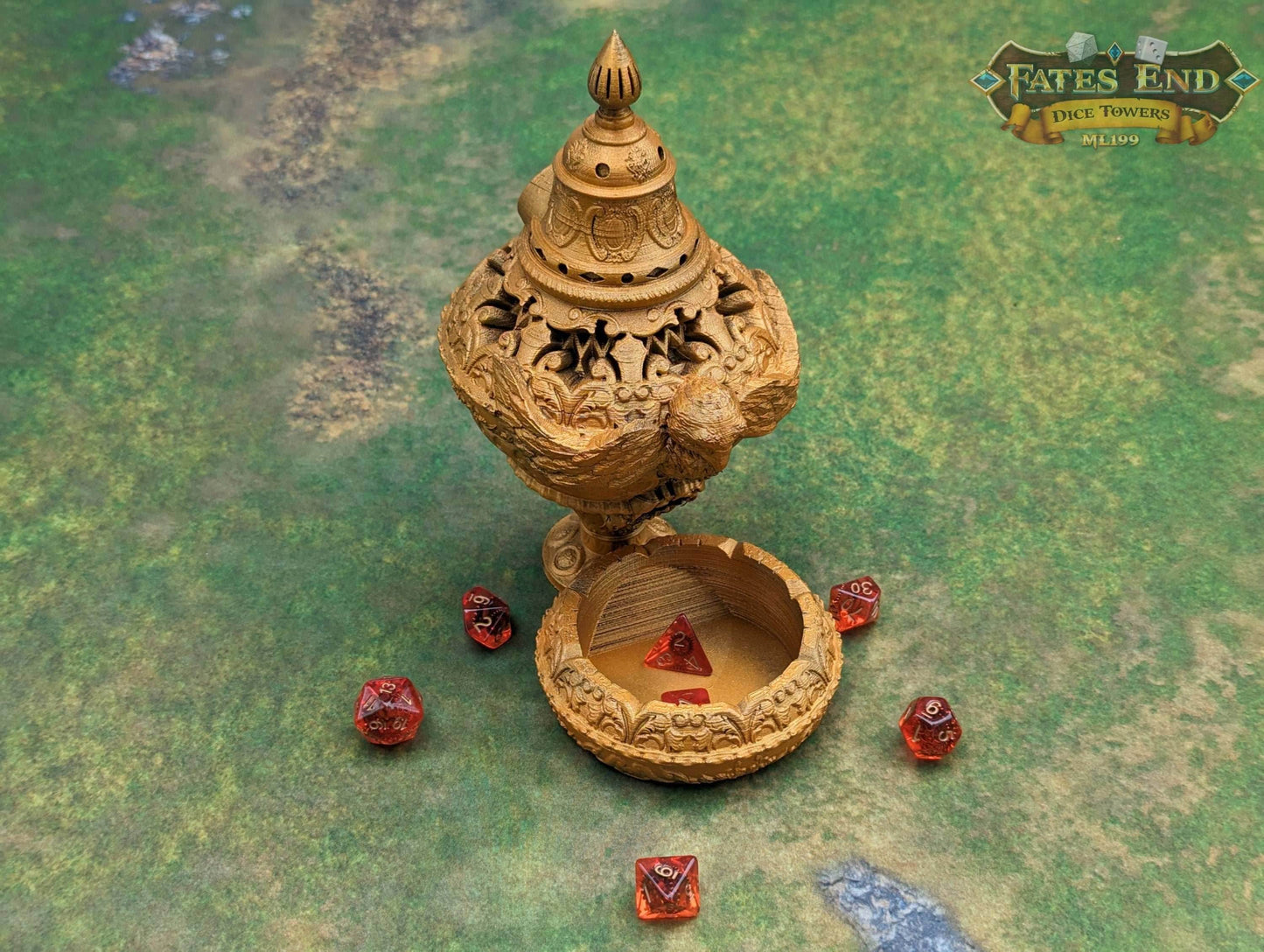 Cleric Owl Dice Tower by Furhaven - Fate's End Collection - Channel Wisdom and Mystique with Every Divine Toss. - Black / Yes- Include Random Dice Set