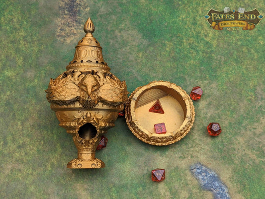 Cleric Owl Dice Tower by Furhaven - Fate's End Collection - Channel Wisdom and Mystique with Every Divine Toss. - Black / Yes- Include Random Dice Set