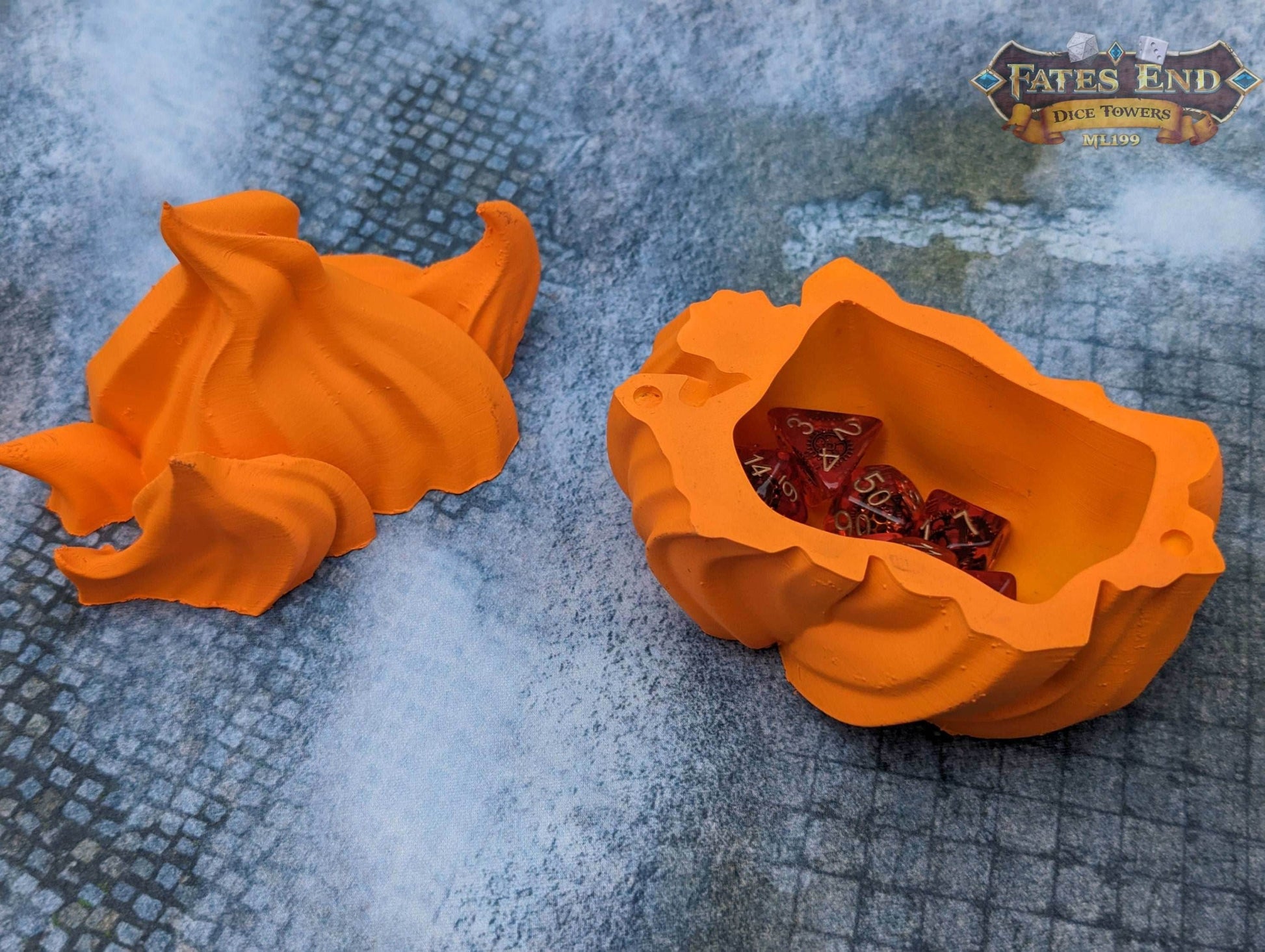 Sorcerer Fire 3D Printed Dice Jail | RPG Dice Vault | D20 Storage Box | Player Gift | Fate's End Collection - Embrace the Arcane Power! - Black / Yes- Include Random Dice Set