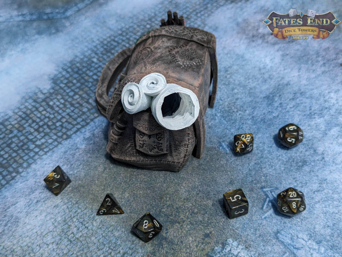 Rogue Pack 3D Printed Dice Tower - Fate's End Collection - Become a Shadow in the Night! - Black / Yes- Include Random Dice Set