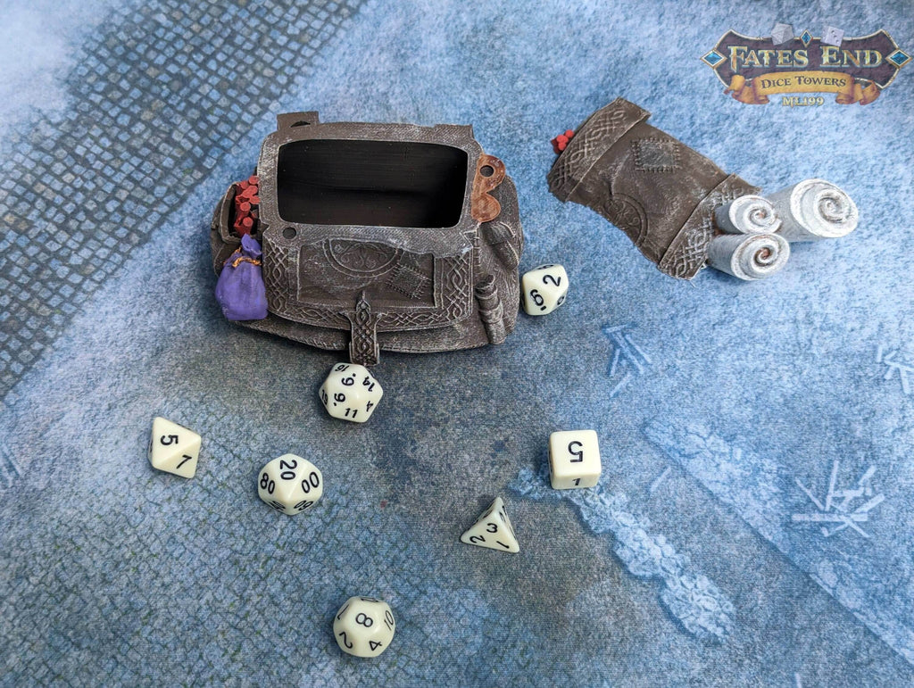 Rogue Pack 3D Printed Dice Jail | RPG Dice Vault | D20 Box | Player Gift - Fate's End Collection - Keep your mischievous dice in check! - Black / Yes- Include Random Dice Set
