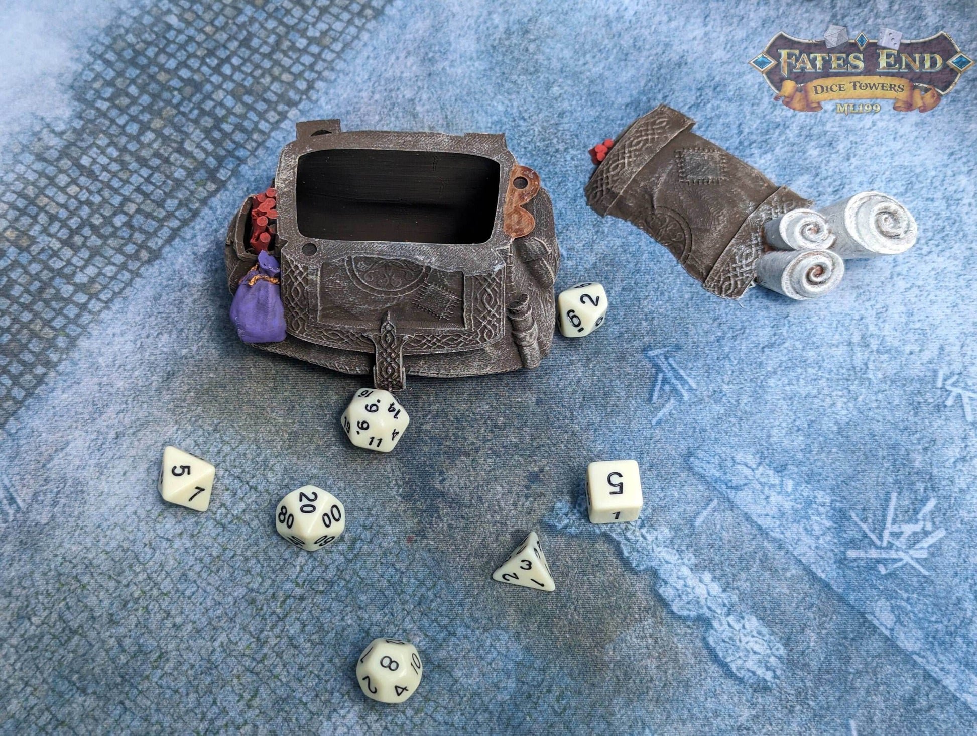 Rogue Pack 3D Printed Dice Jail | RPG Dice Vault | D20 Box | Player Gift - Fate's End Collection - Keep your mischievous dice in check! - Black / Yes- Include Random Dice Set