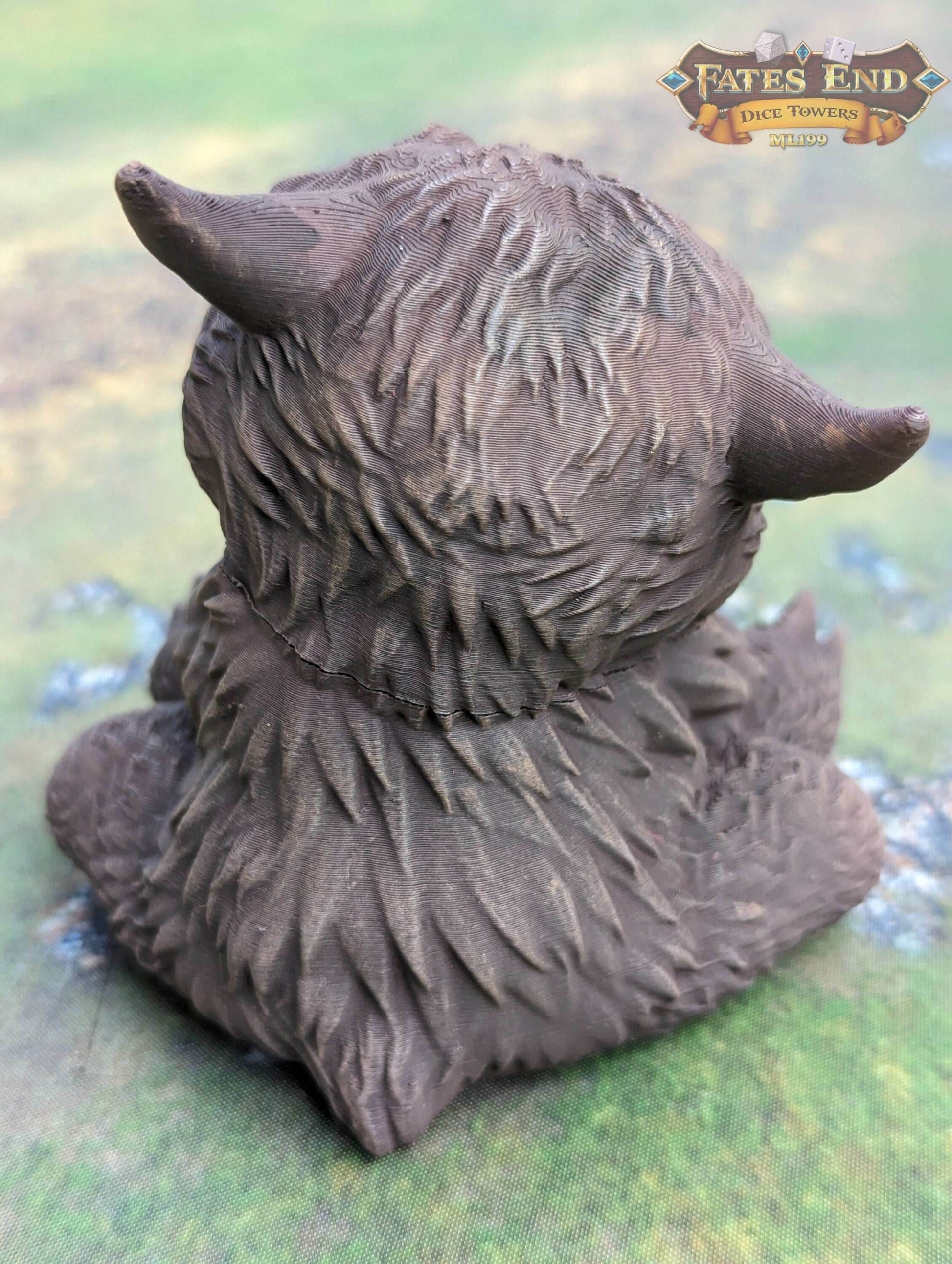 Owlbear Cub 3D Printed Dice Jail | RPG Dice Vault | D20 Storage Box | Wargaming - Player Gift - Nurture Your Dice with the Owlbear Cub! - Black / Yes- Include Random Dice Set