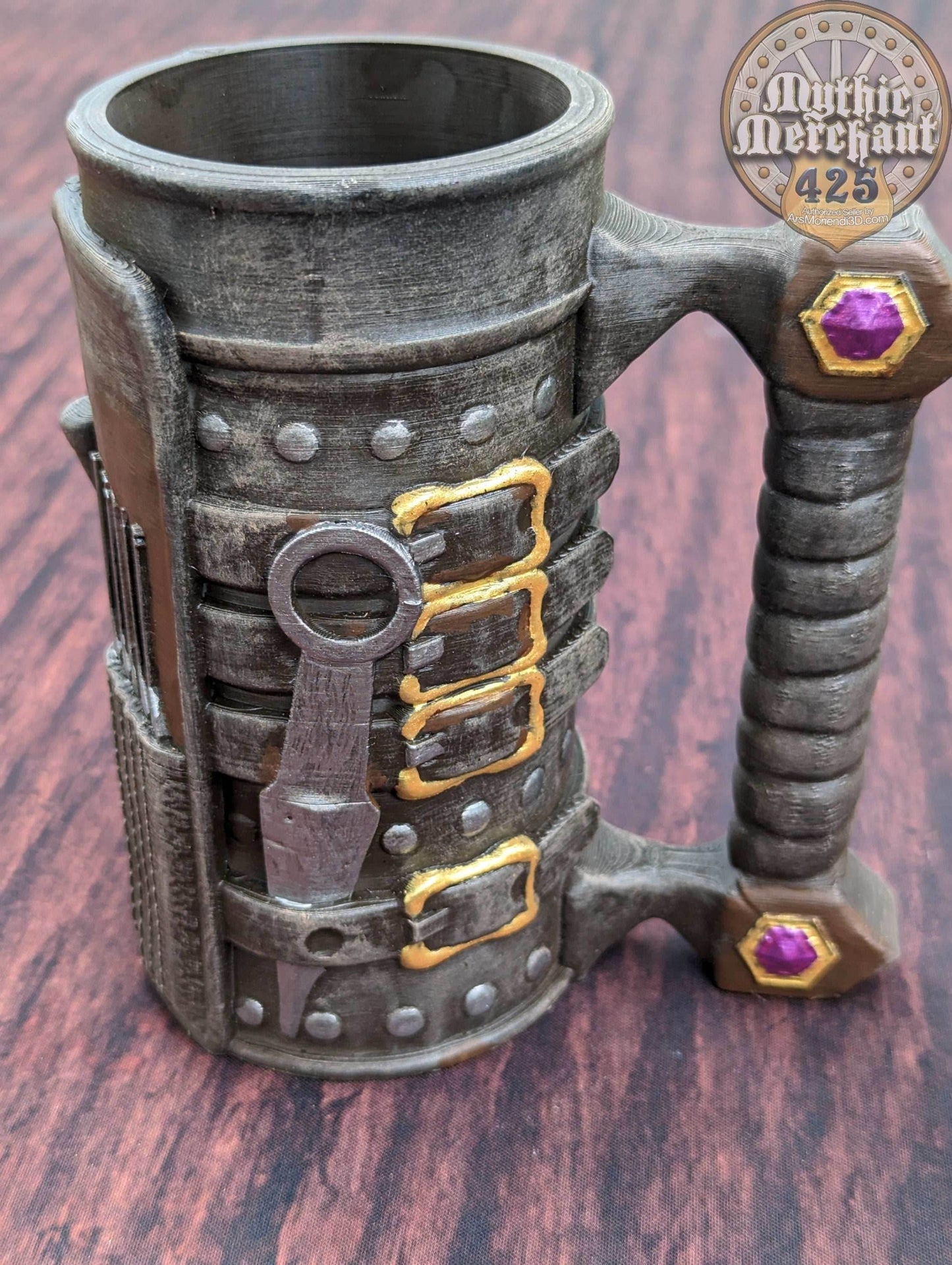 Rogue-Thief Mythic Mug Dice Vault & Can Holder- Mythic Mugs- Ars Moriendi 3D- Unleash Devious Delights! - Black / Threaded with Lid
