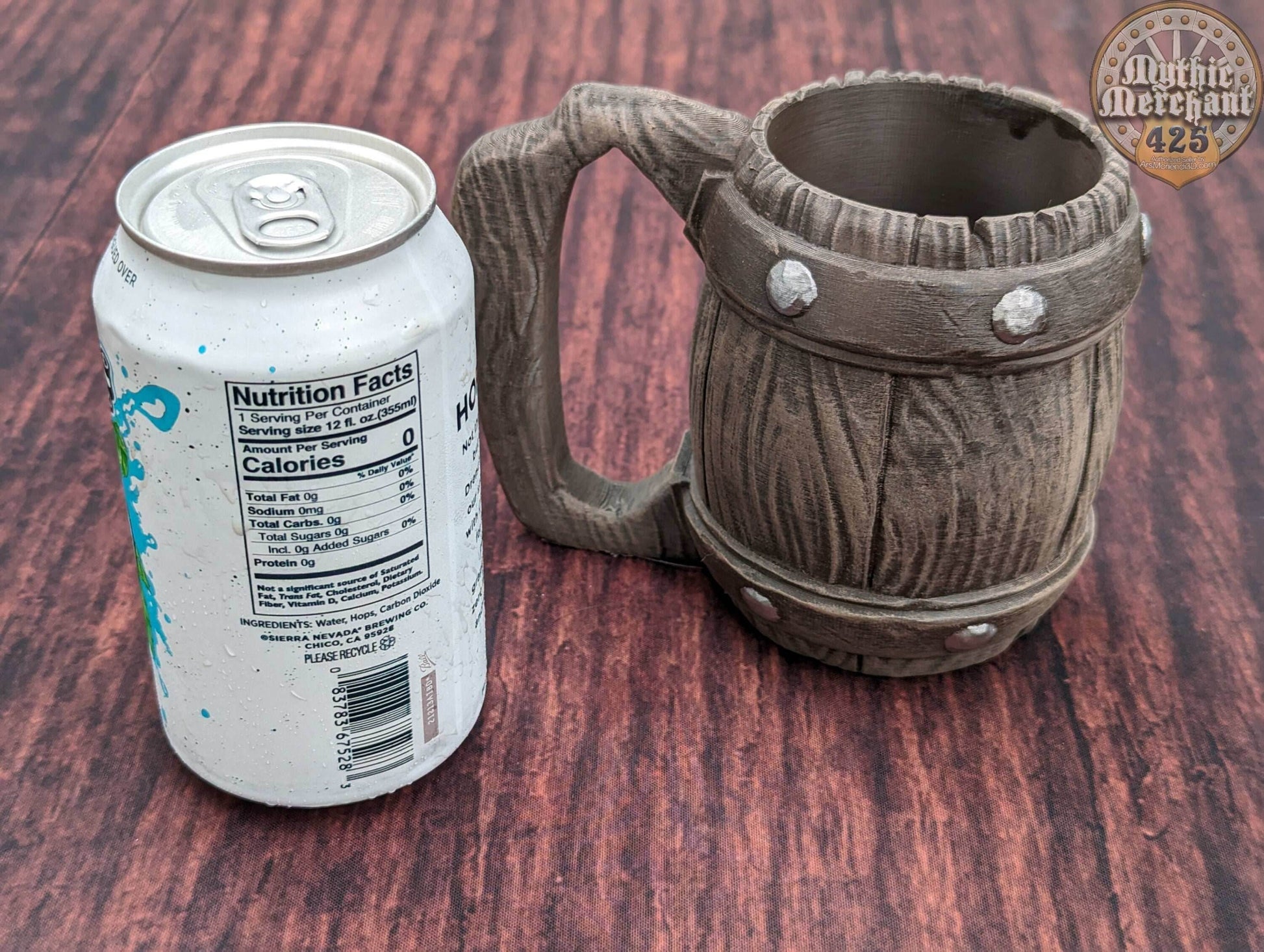 Tavern Style 3D Printed Can Holder- Mythic Mugs Collection by Ars Moriendi 3D- Quench Your Thirst for Adventure! - Black / Threaded with Lid
