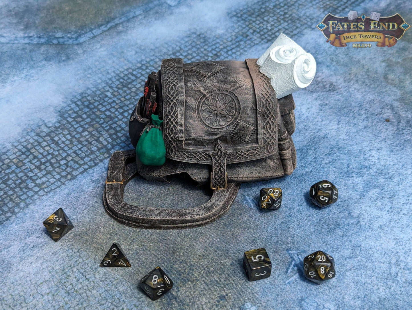 Rogue Pack 3D Printed Dice Tower - Fate's End Collection - Become a Shadow in the Night! - Black / Yes- Include Random Dice Set