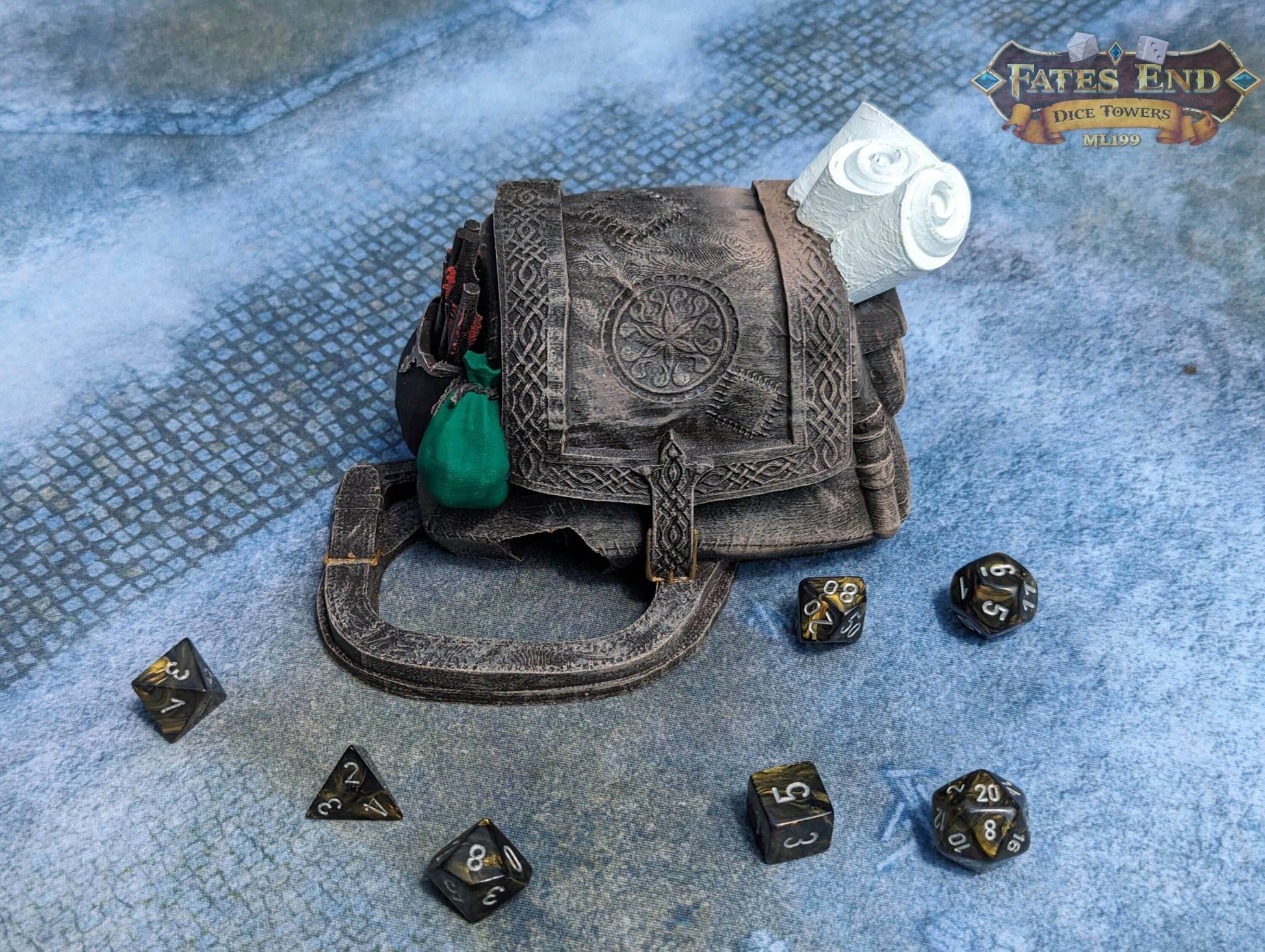Rogue Pack 3D Printed Dice Tower - Fate's End Collection - Become a Shadow in the Night! - Black / Yes- Include Random Dice Set