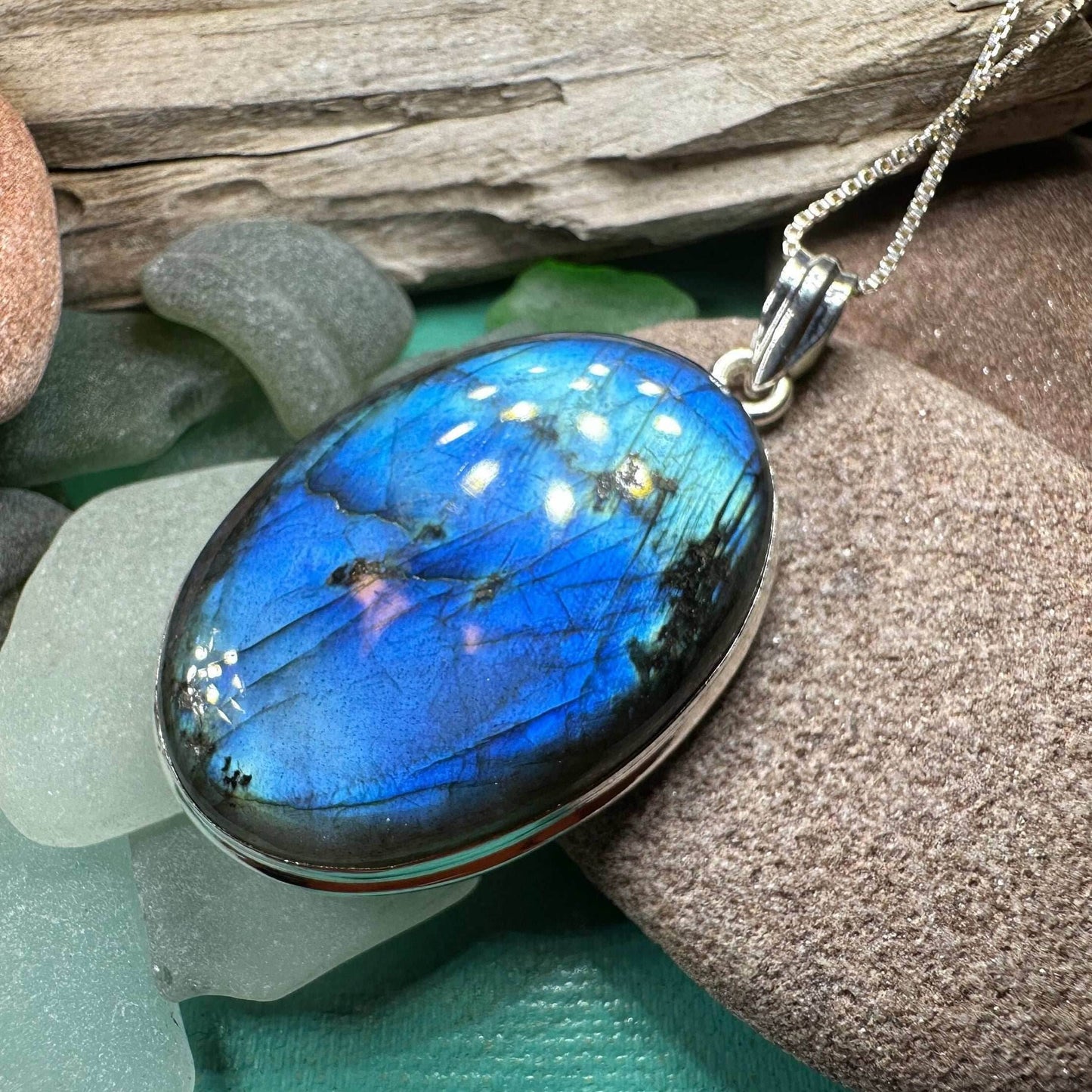Blue Celtic Night Labradorite Necklace - 18 / Extra Large