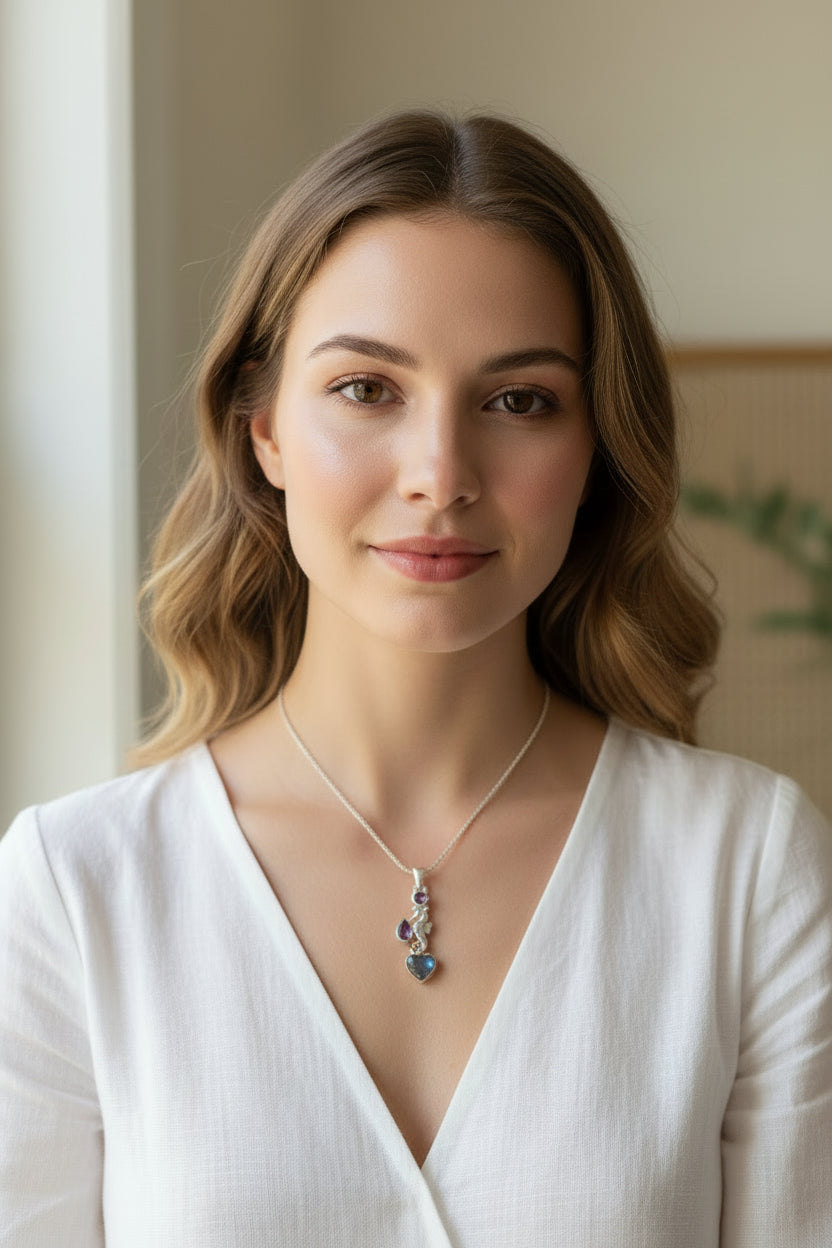 Seamist Seahorse Labradorite Necklace