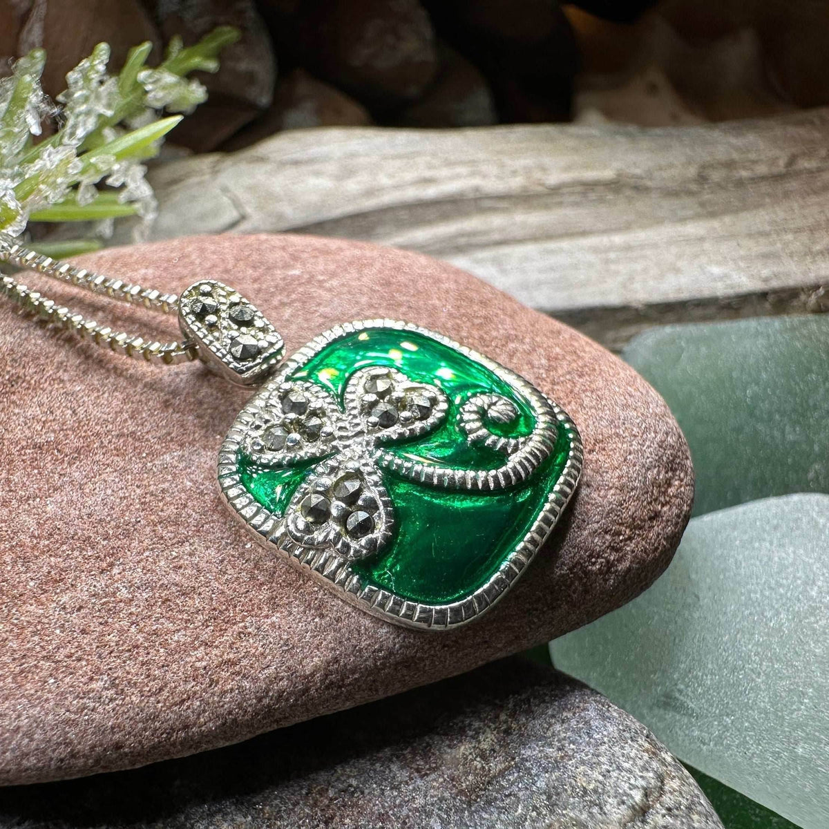 Shannyn Shamrock Enamel Necklace - 18