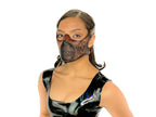 Fully Customizable and Personalizable Four Point Handcrafted Genuine Leather Mouth Riding Mask - Tan