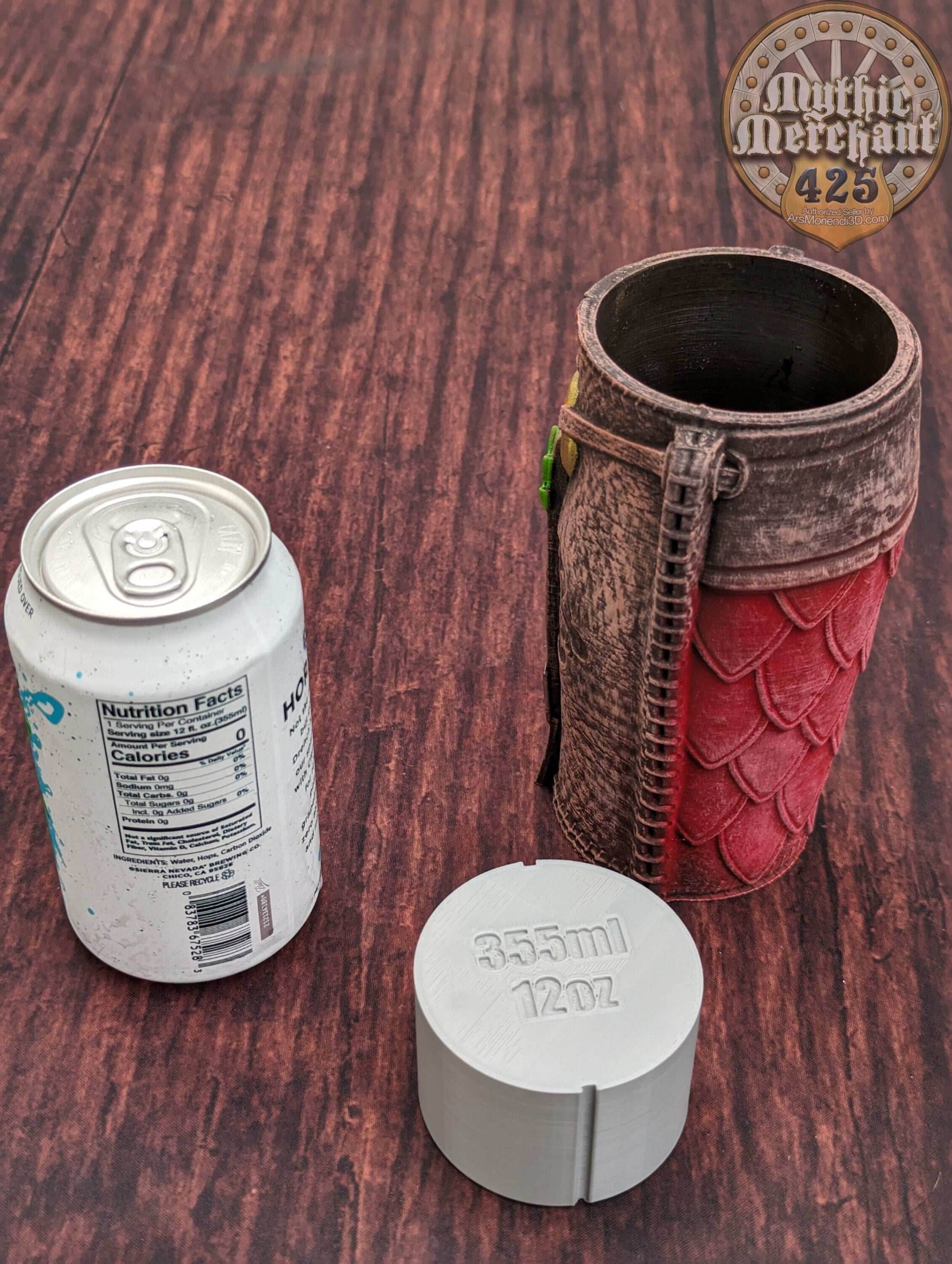 Ranger 3D Printed Can Holder- Mythic Mugs Collection by Ars Moriendi 3D- Embrace the Wilderness! - Black / Threaded with Lid