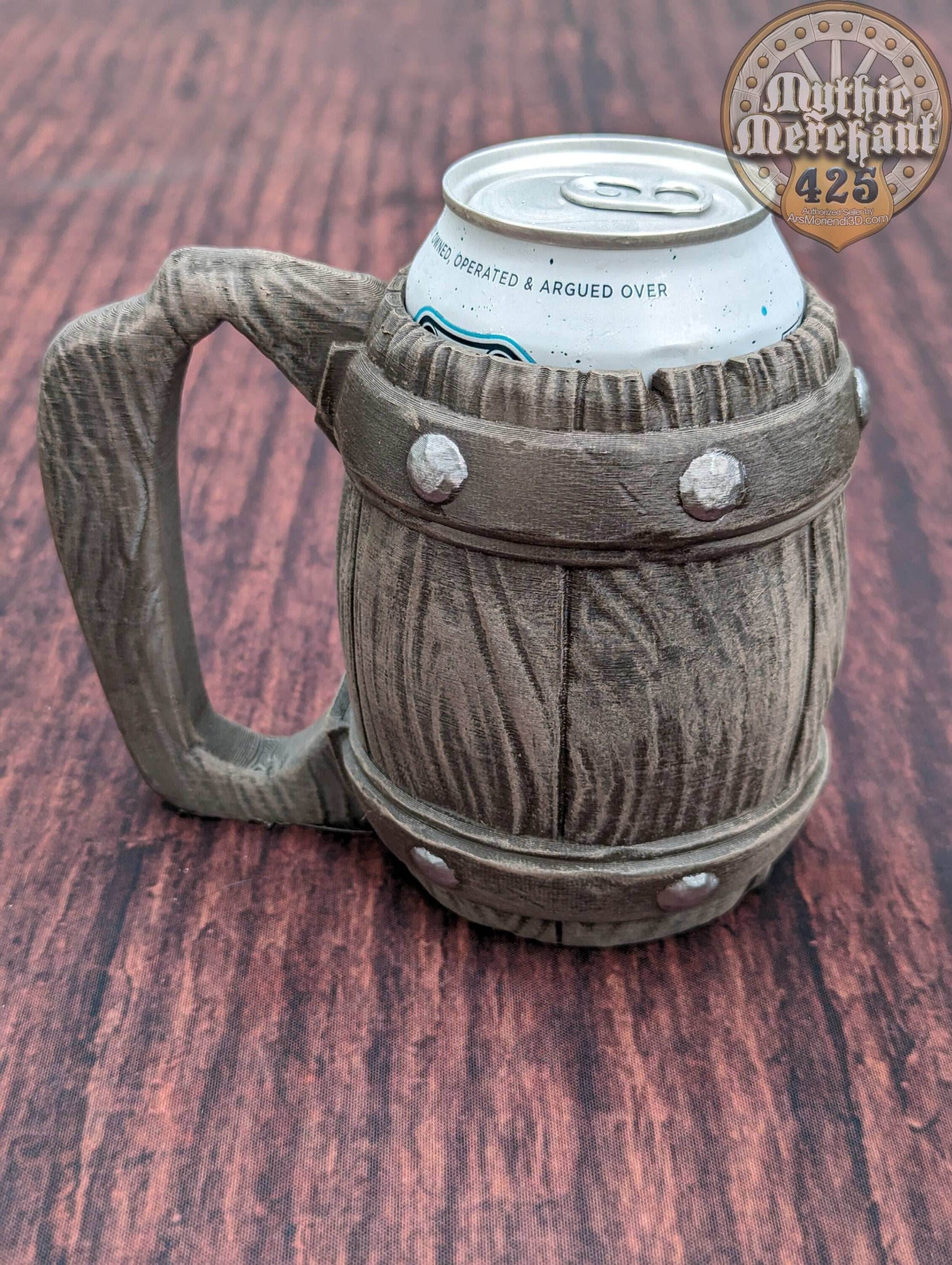 Tavern Style 3D Printed Can Holder- Mythic Mugs Collection by Ars Moriendi 3D- Quench Your Thirst for Adventure! - Black / Threaded with Lid