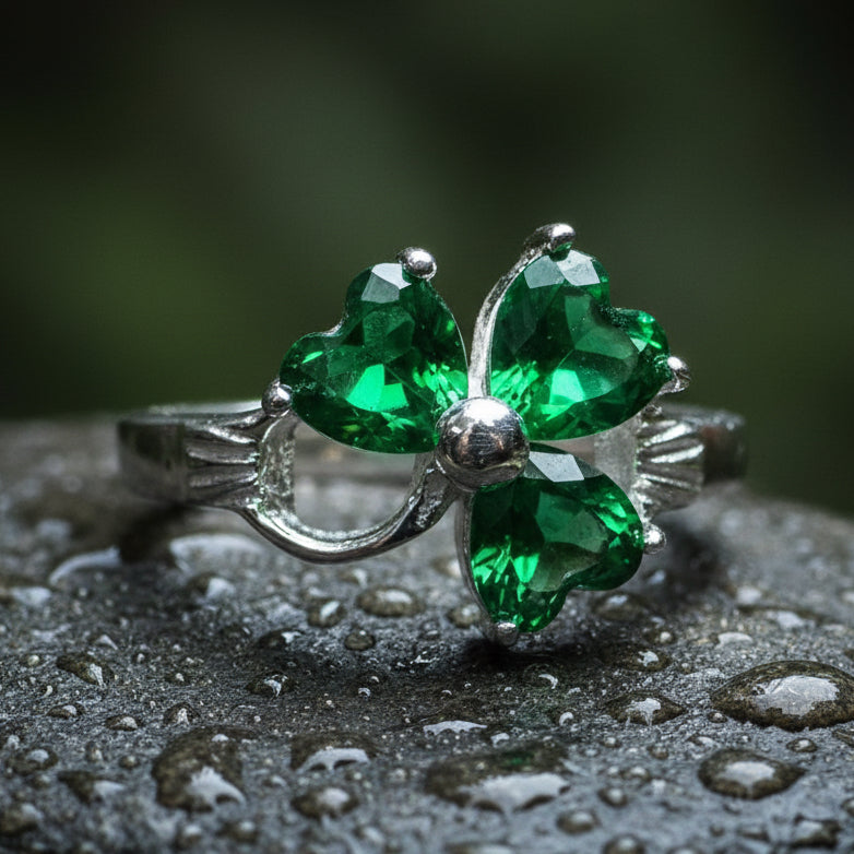 Emerald Shamrock Ring