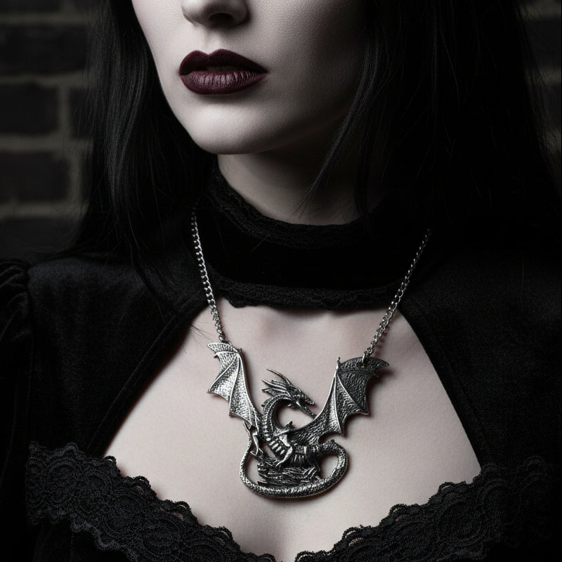Tressach Pewter Dragon Necklace