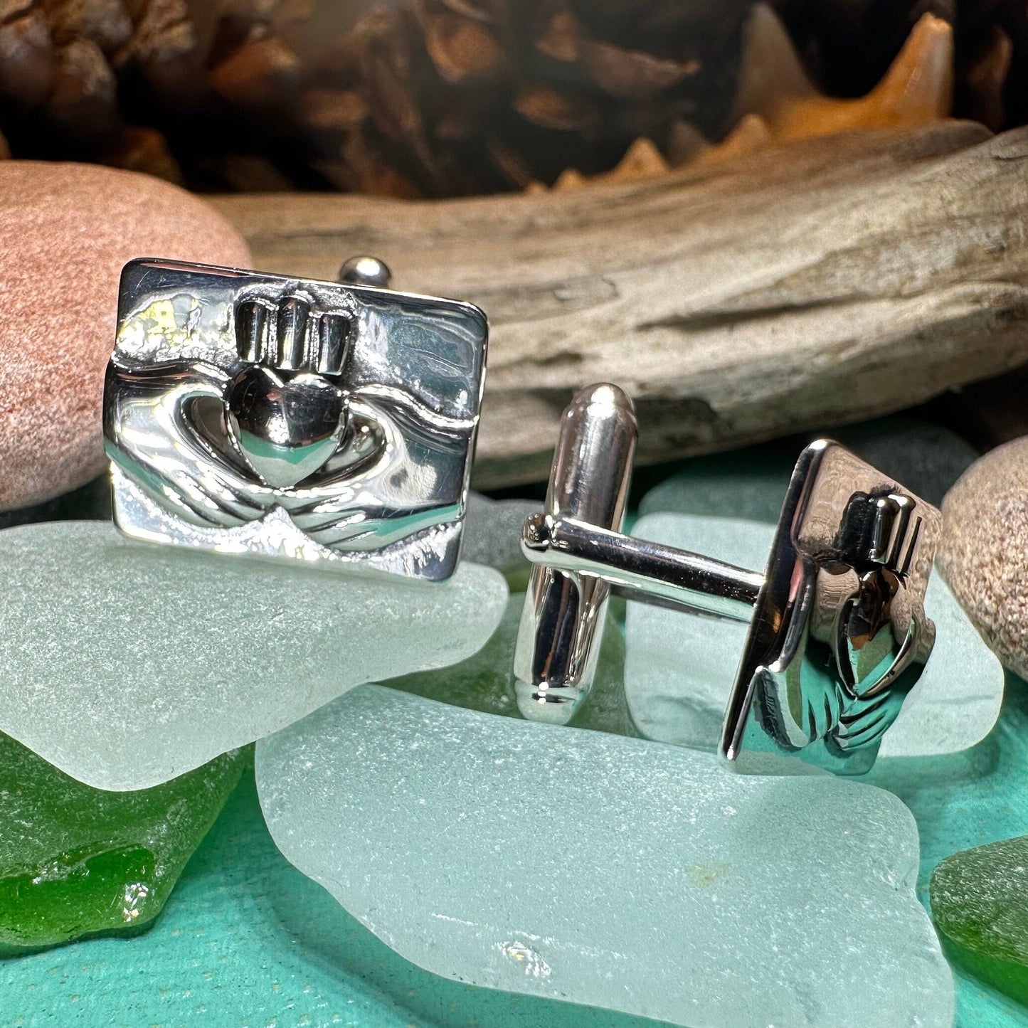 Traditional Claddagh Cuff Links