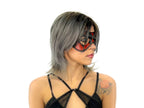 Compact Harlequin Handmade Genuine Leather Mask in Red and Black - 