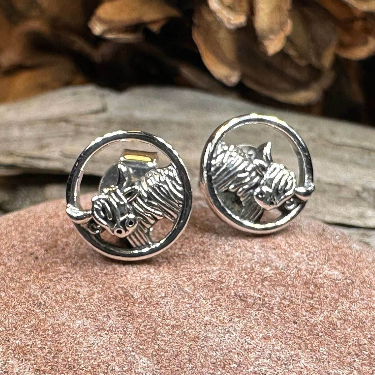 Scruffy Coo Highland Cow Post Earrings - 