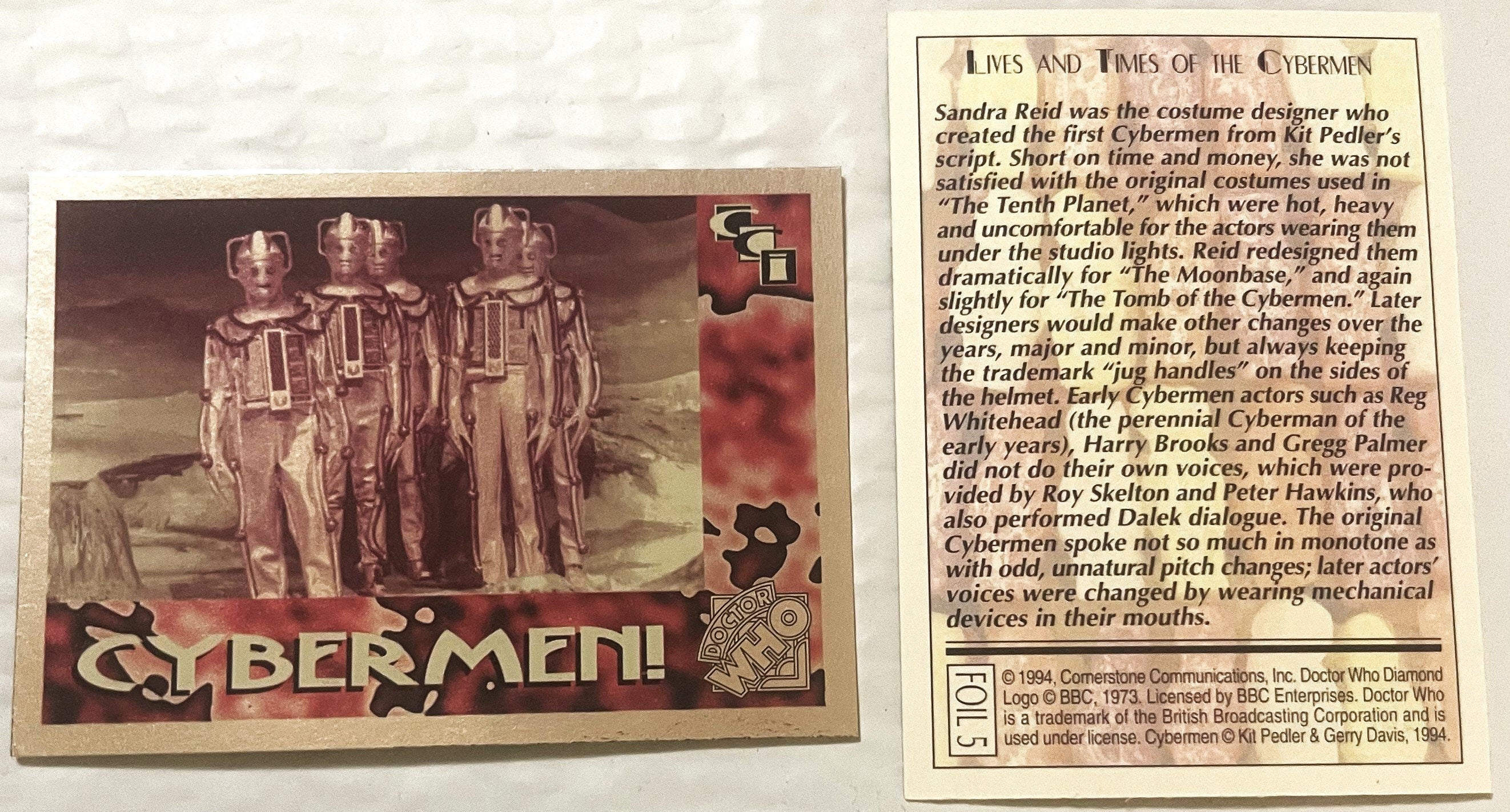🤖 Vintage 1994 Doctor Who Cybermen Foil Trading Card — Card 5 of 6