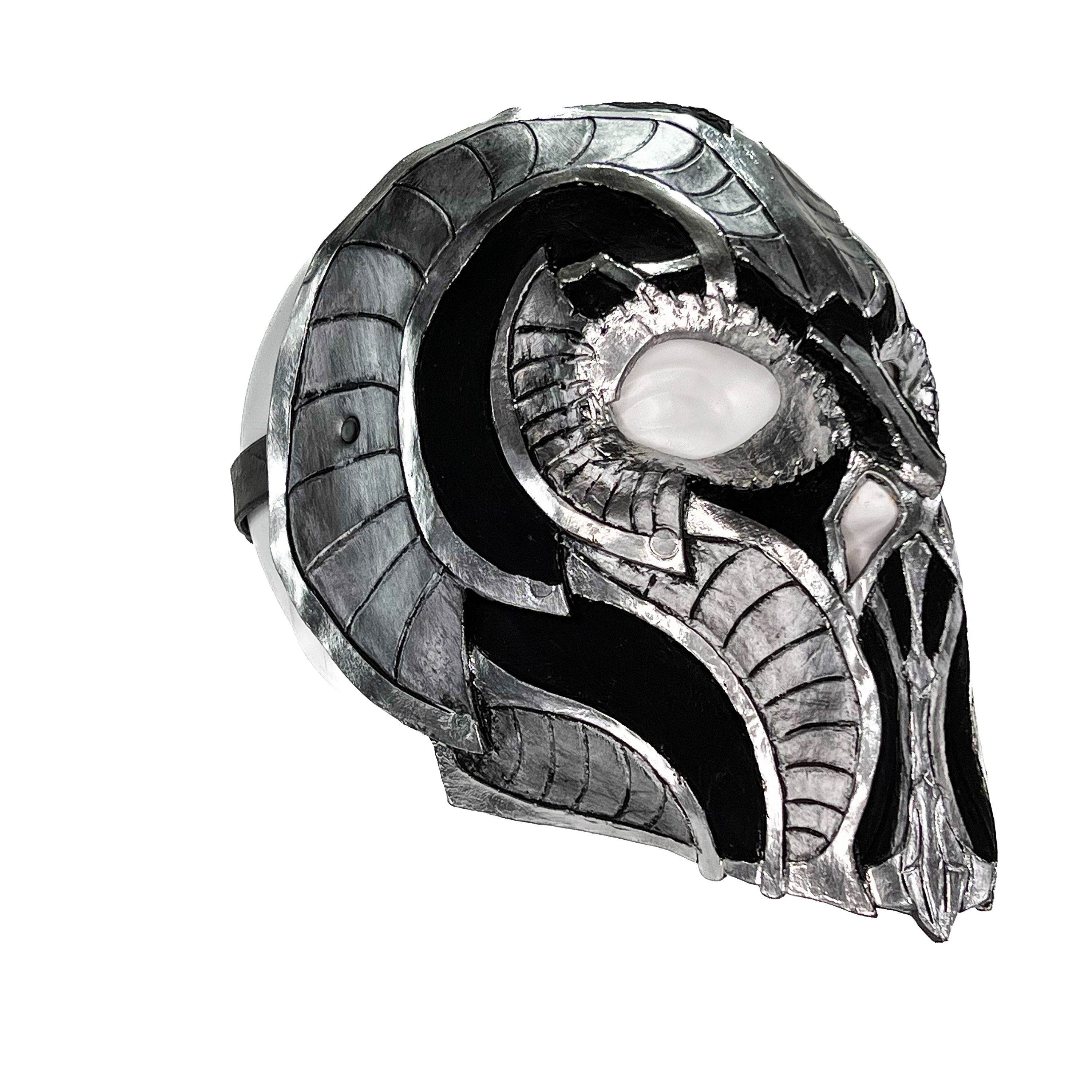 Battle Mask - Handmade Genuine Leather Mask in Silvers and Matte Black - 