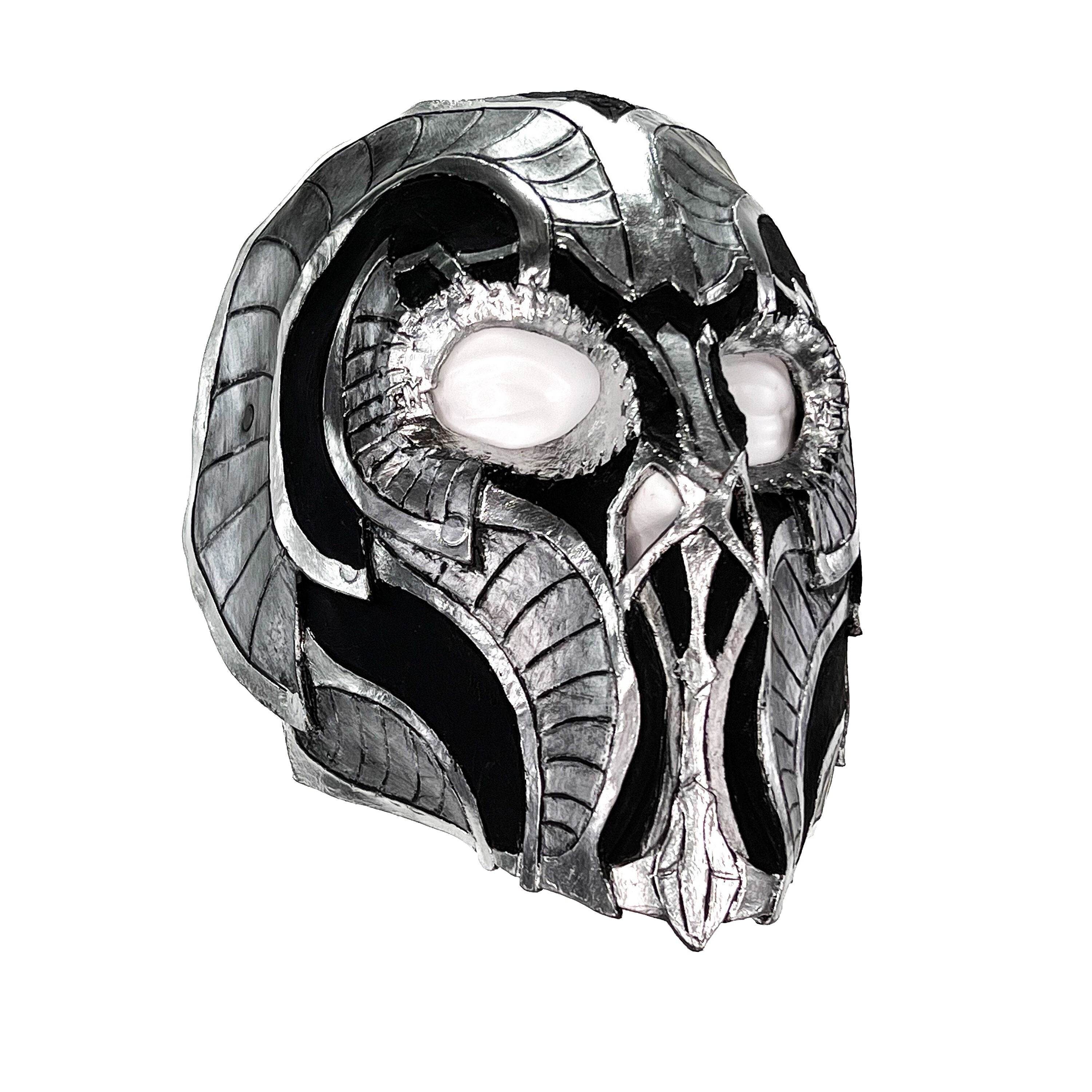 Battle Mask - Handmade Genuine Leather Mask in Silvers and Matte Black - 