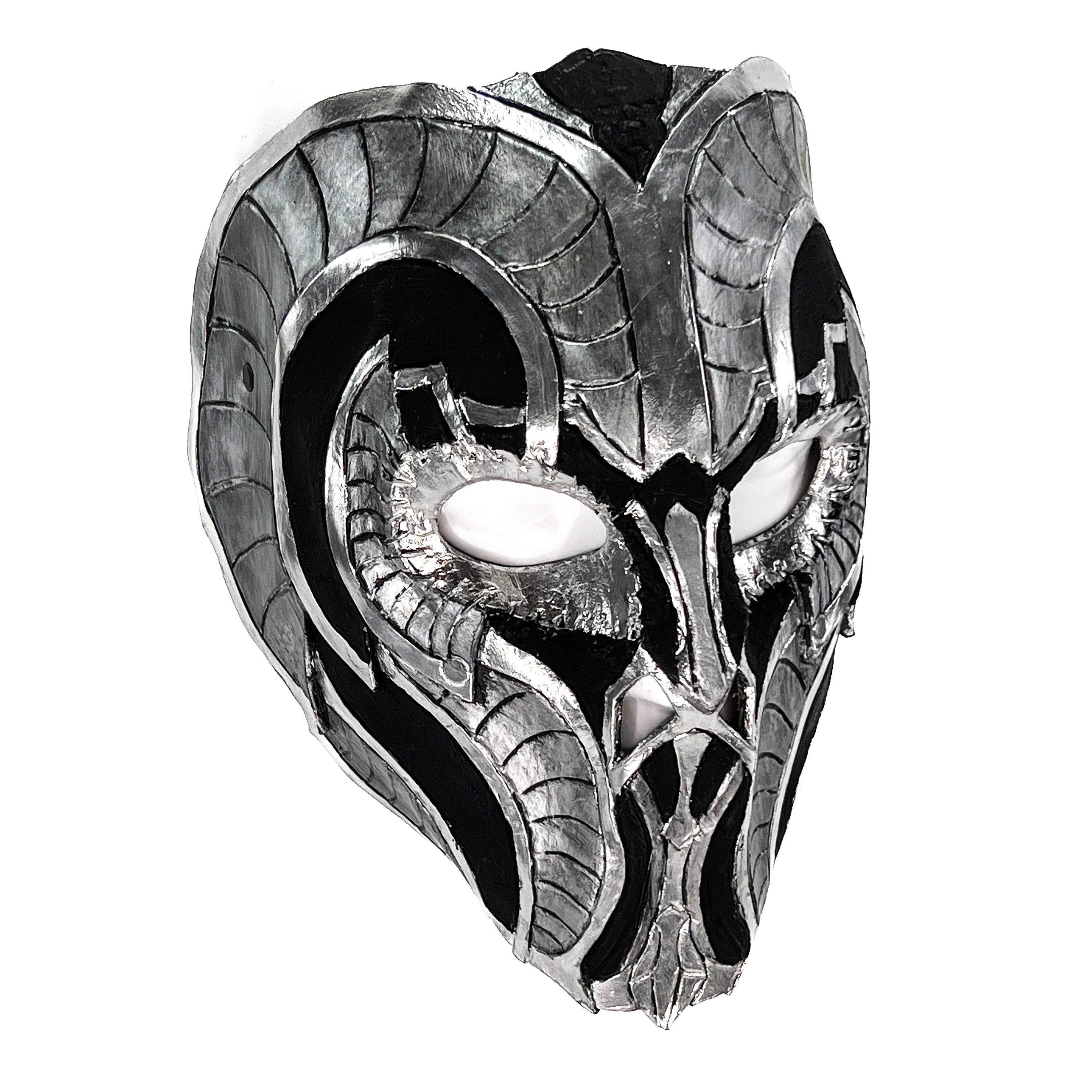 Battle Mask - Handmade Genuine Leather Mask in Silvers and Matte Black - 