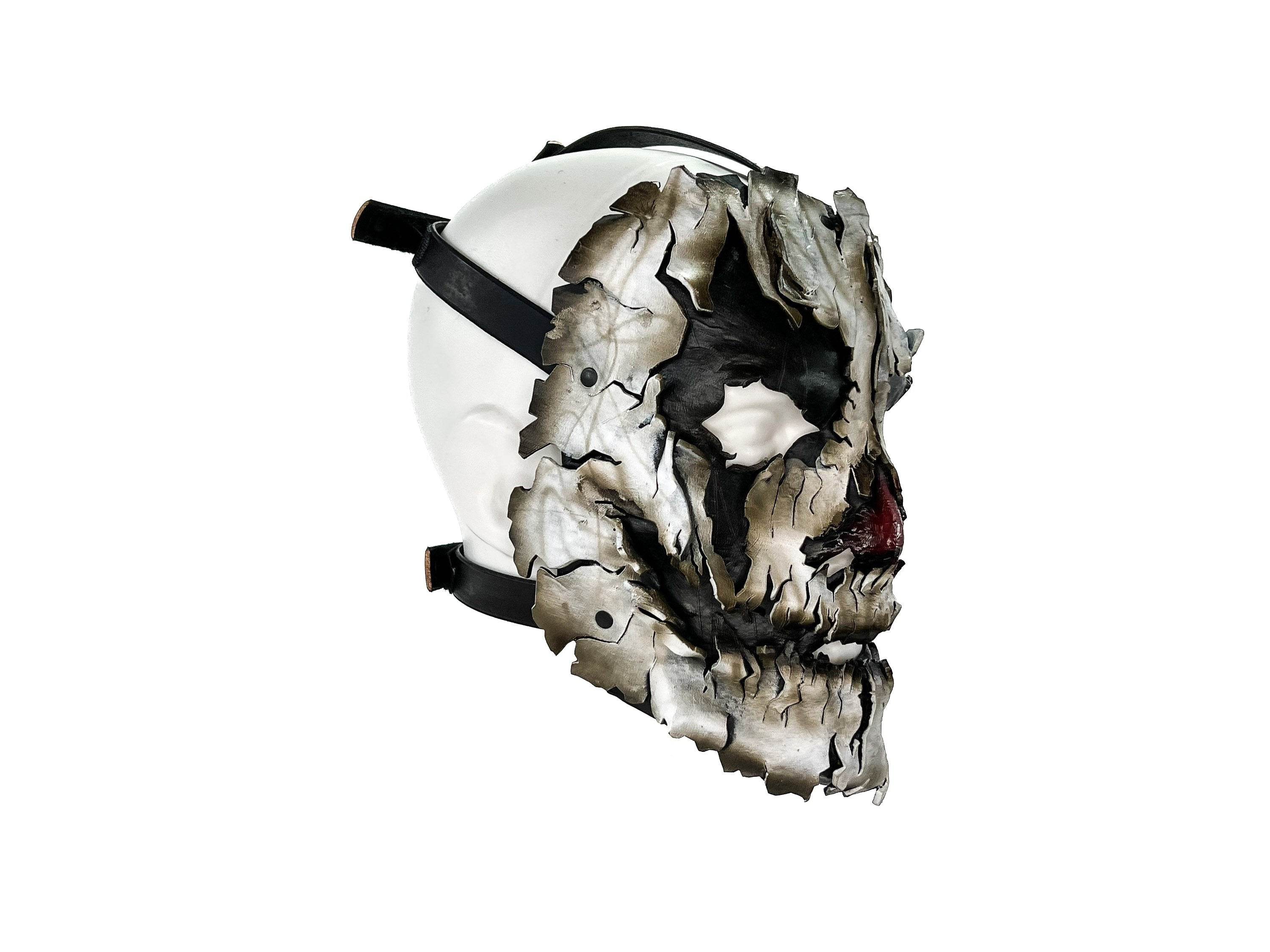 Genuine Leather Mask - Shattered Clown - Handmade Full Face Cover for Halloween, Performance or Cosplay Costume - Leather Ties