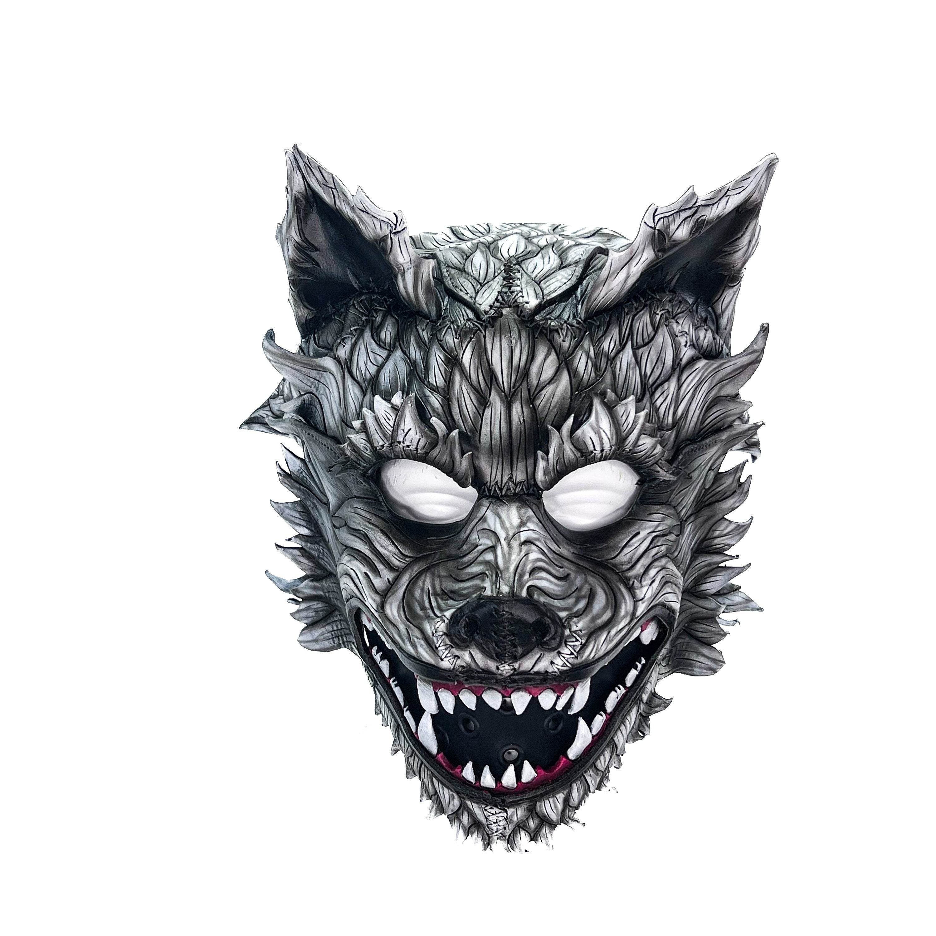 The Grey Lycan - Handmade Genuine Leather Helmet Mask - 
