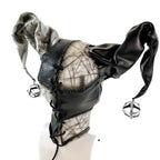 In Stock - Handcrafted Genuine Leather Jester Mask in Black and White - 