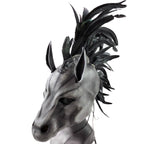 Flying Horse Handmade Genuine Leather Mask with Feathers - 